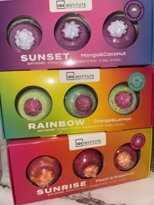 trio bombes de bain , sunset, rainbaw, sunrise