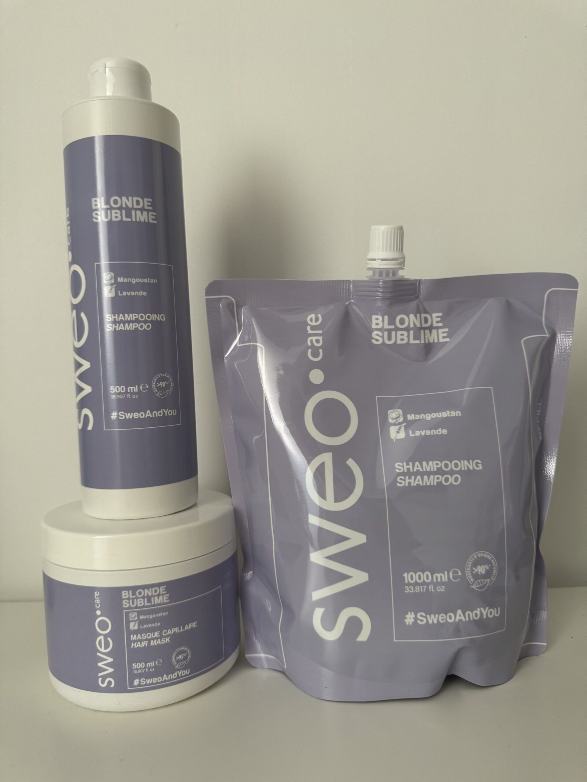 trio shampooing 500 ml recharge 1L masque 500ml blond sublime